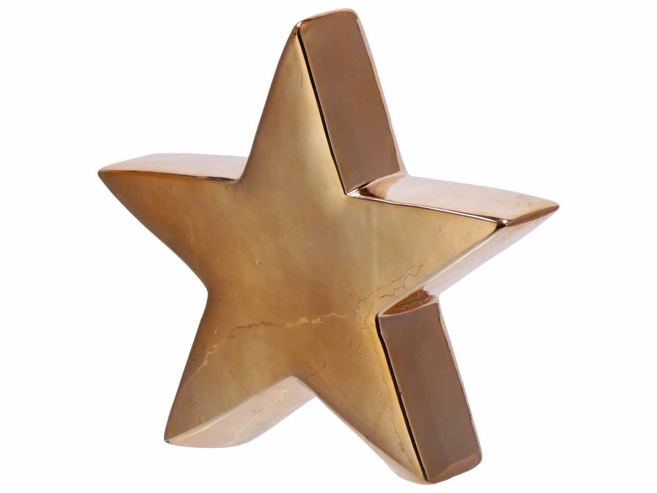 Stella in ceramica natalizia 21x6xh20cm nei colori oro argento e rosa