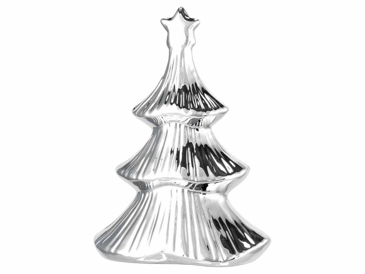 Albero di natale in ceramica 11x6xh17cm nei colori oro argento e rosa