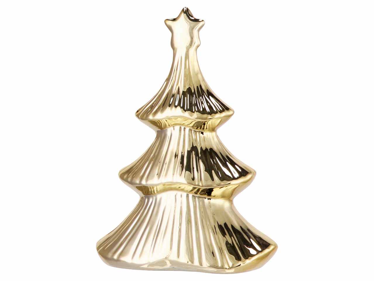 Albero di natale in ceramica 11x6xh17cm nei colori oro argento e rosa