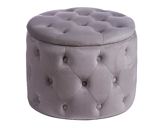 Pouf velluto oulad con contenitore grigio d50xh40 67939