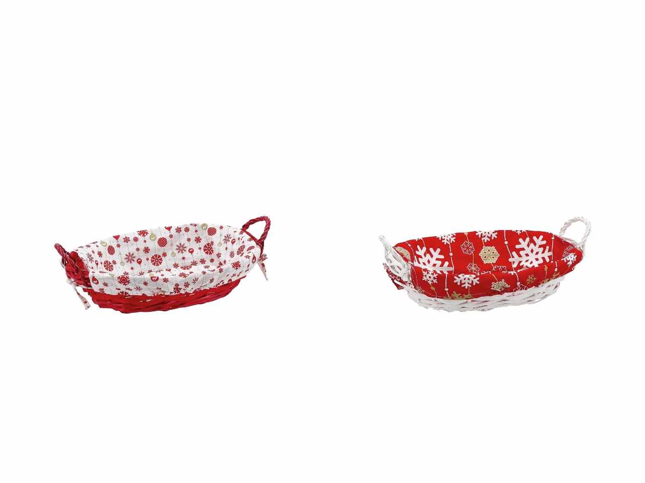 Cesto ovale 41x28xh10cm con tessuto natalizio