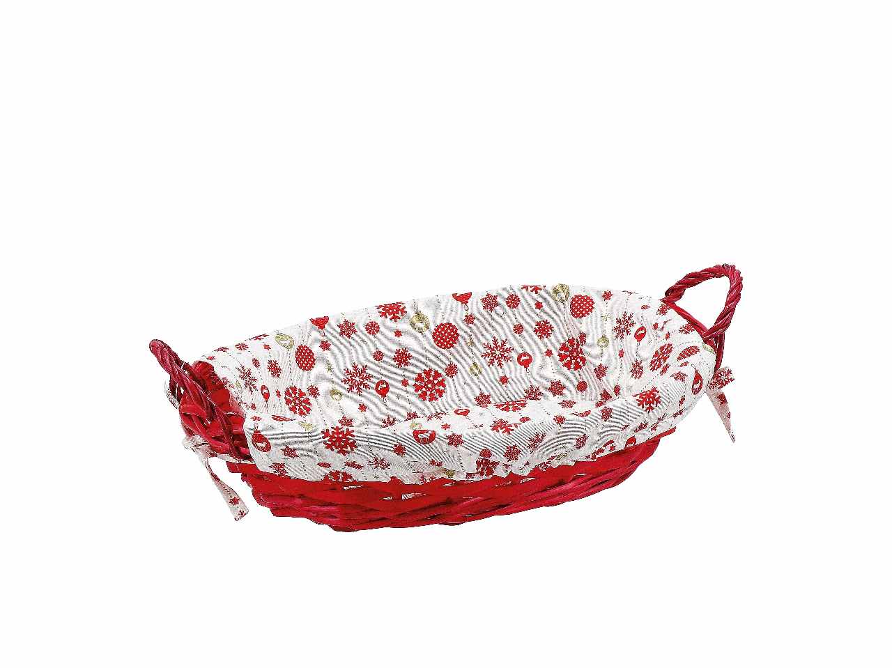 Cesto ovale 41x28xh10cm con tessuto natalizio