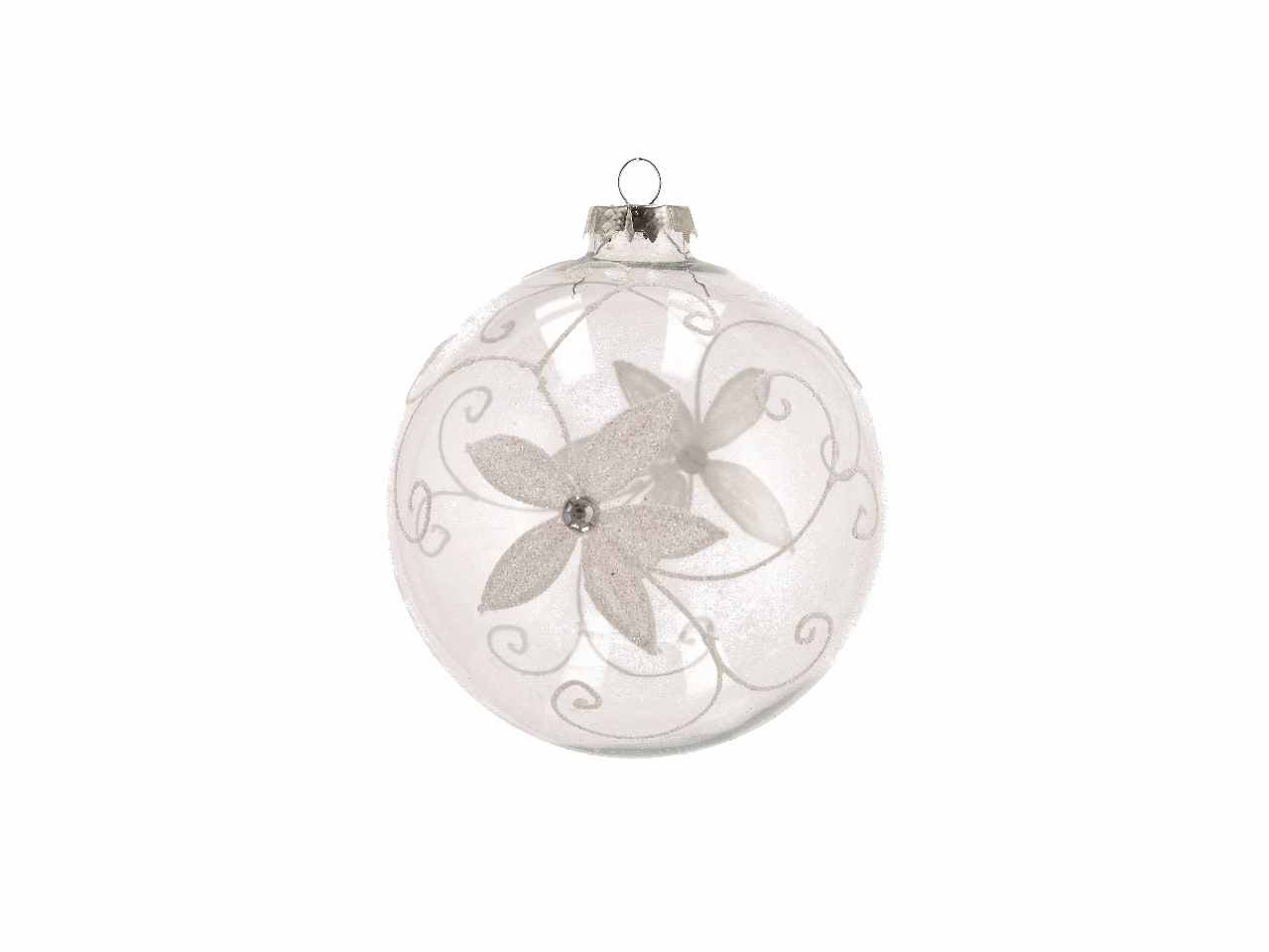 Pallina d.12cm di natale in vetro trasparente