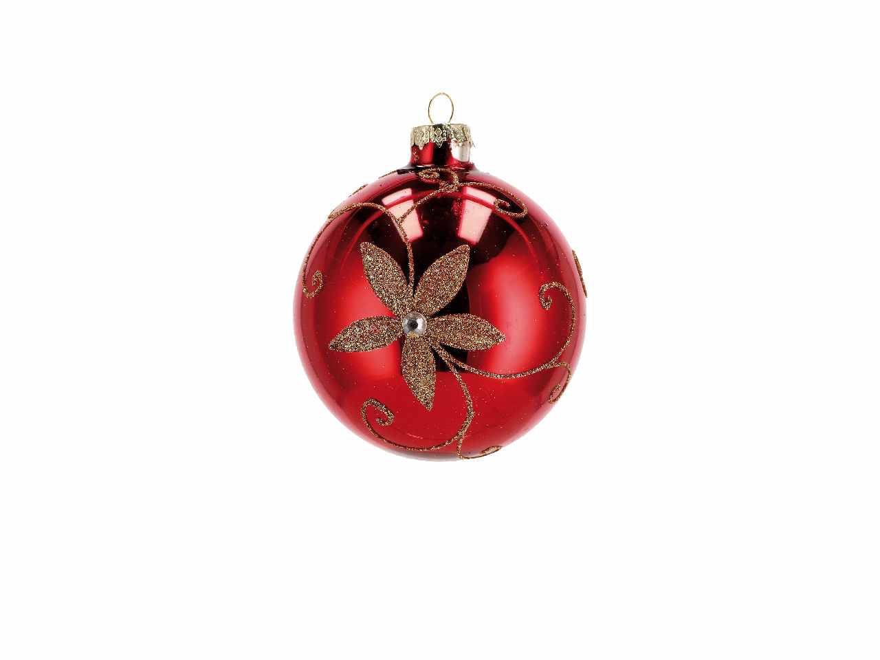 Pallina d.10cm di natale in vetro rossa