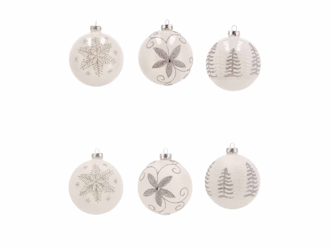 Pallina d.10cm di natale in vetro bianco