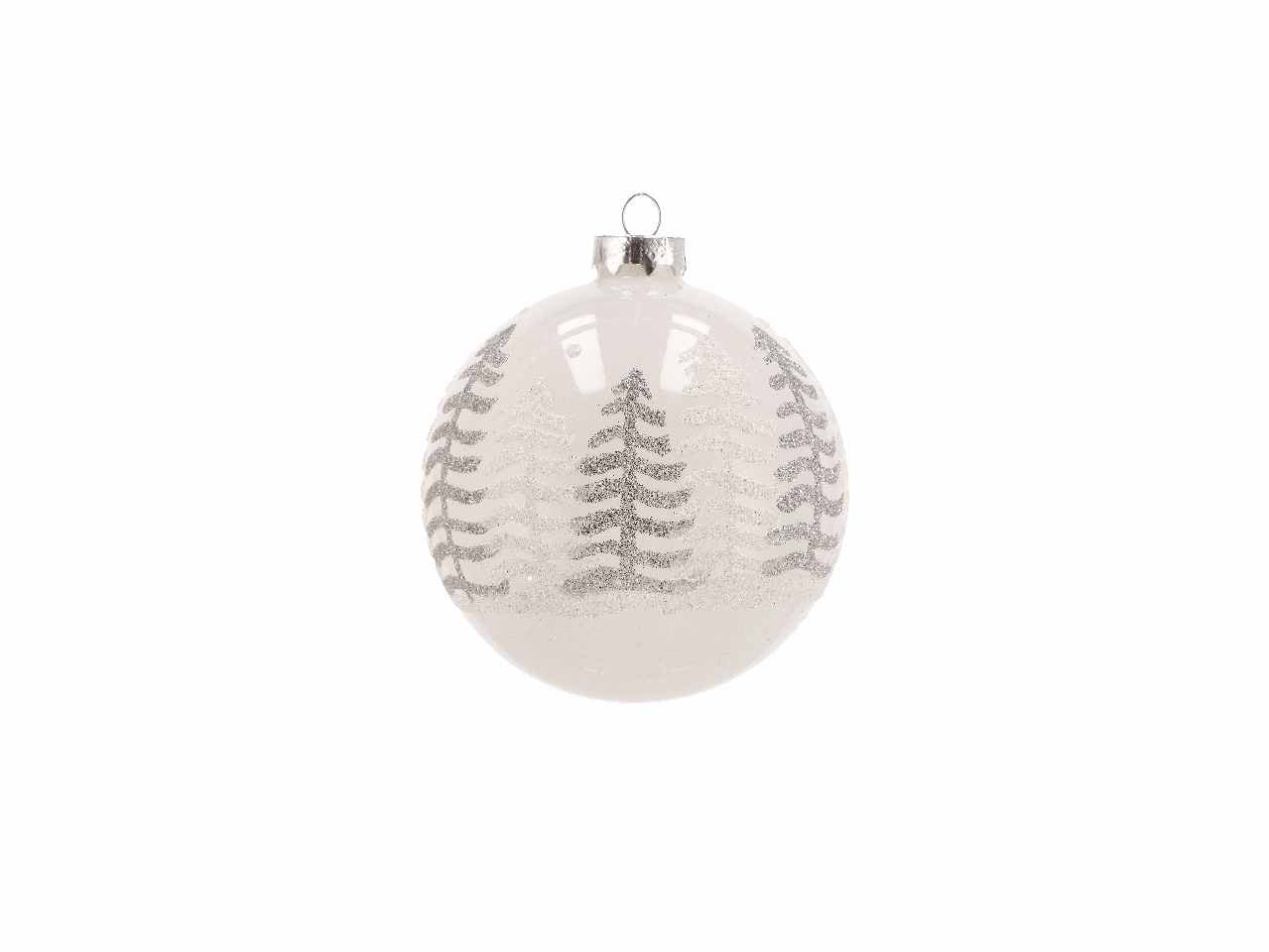 Pallina d.10cm di natale in vetro bianco