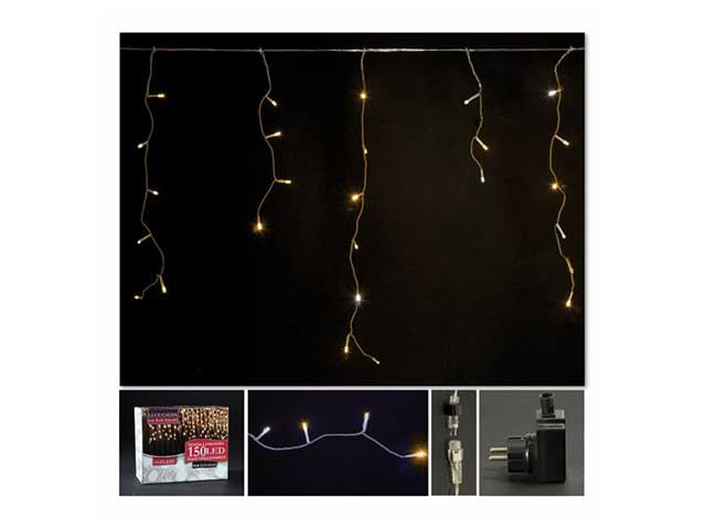 Tenda icicle 150 led bianca calda  flash bianco 1/12