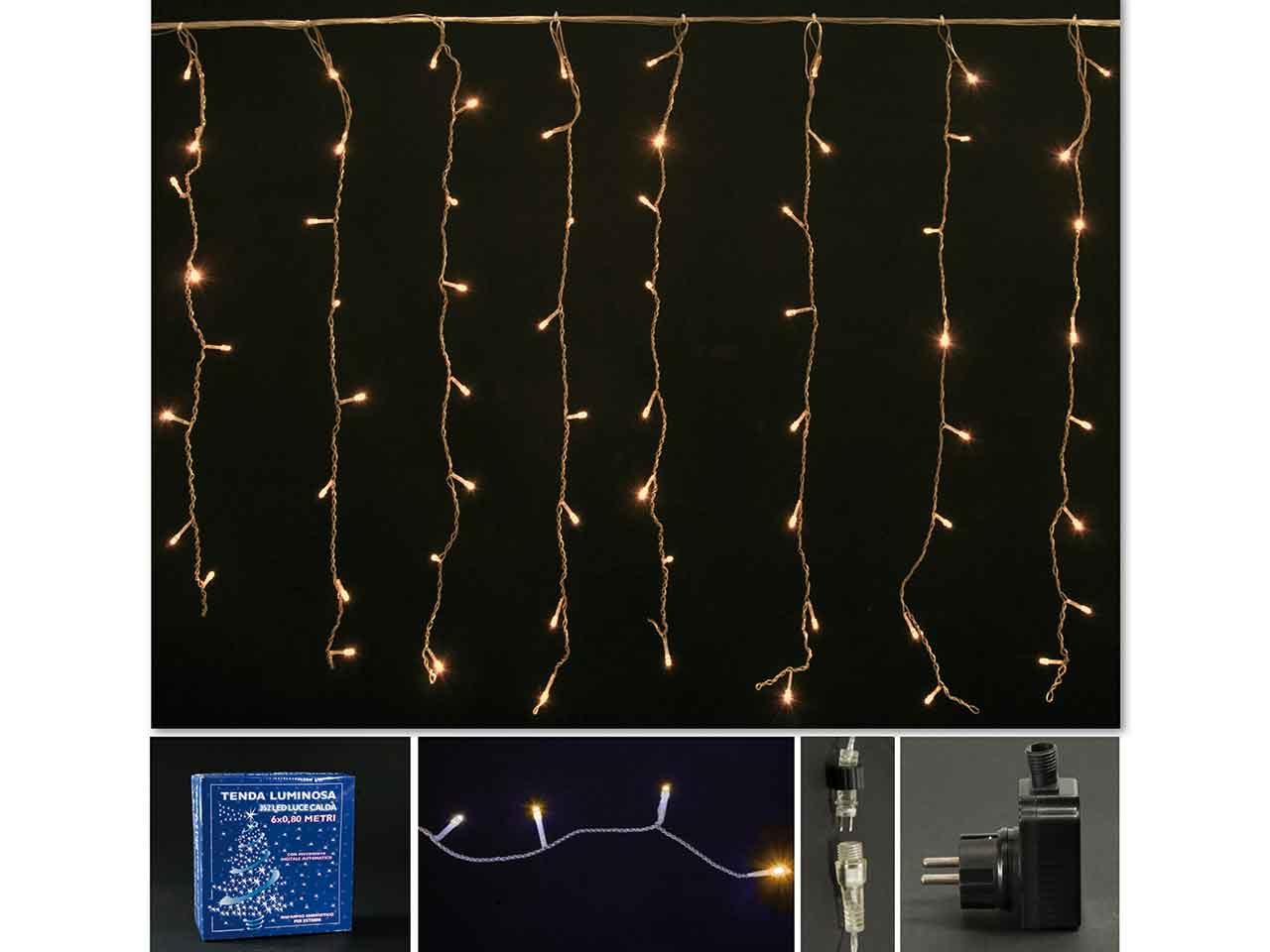 Tenda 352led bianco caldo flashing 6mtx80cm 03080493