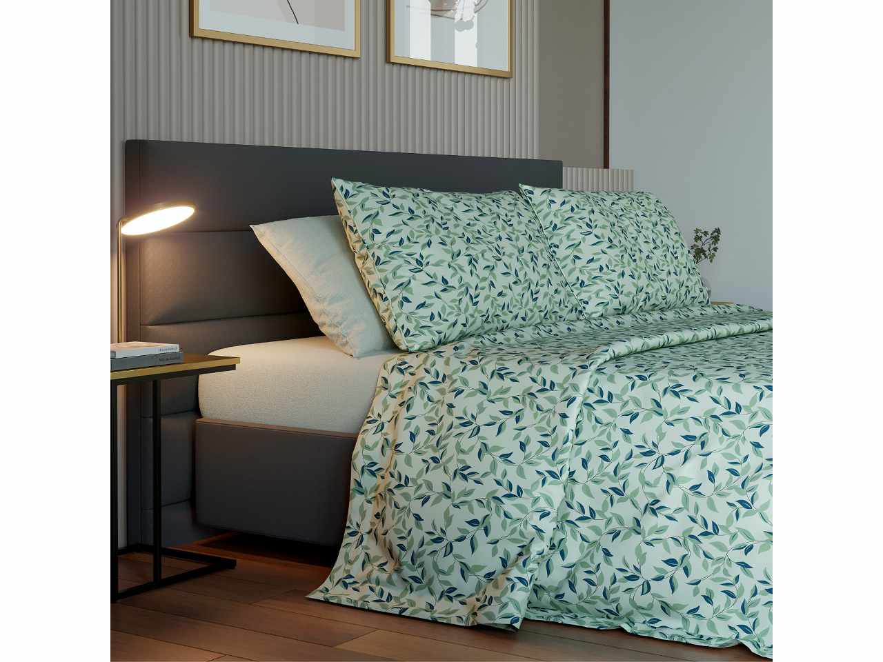 Mister cotton completo letto matrimoniale decoro piante dal mondo