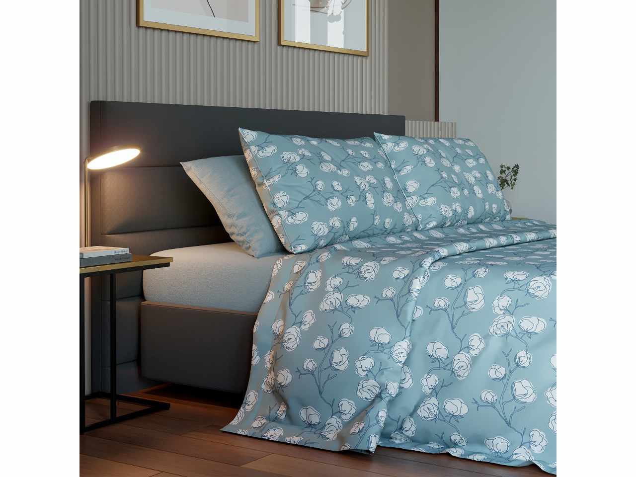 Mister cotton completo letto matrimoniale decoro piante dal mondo