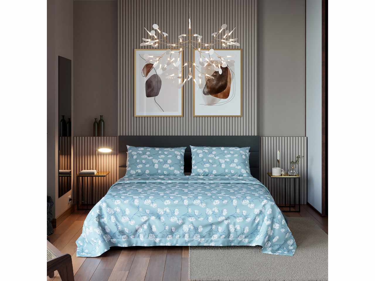 Mister cotton completo letto matrimoniale decoro piante dal mondo