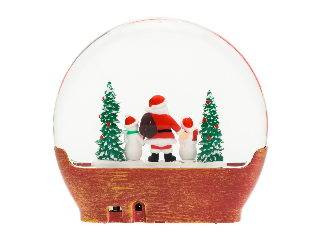 Decorazione in vetro panorama con paesaggio e babbo natale misura h.19cm con luci led effetto scintillante per uso interno