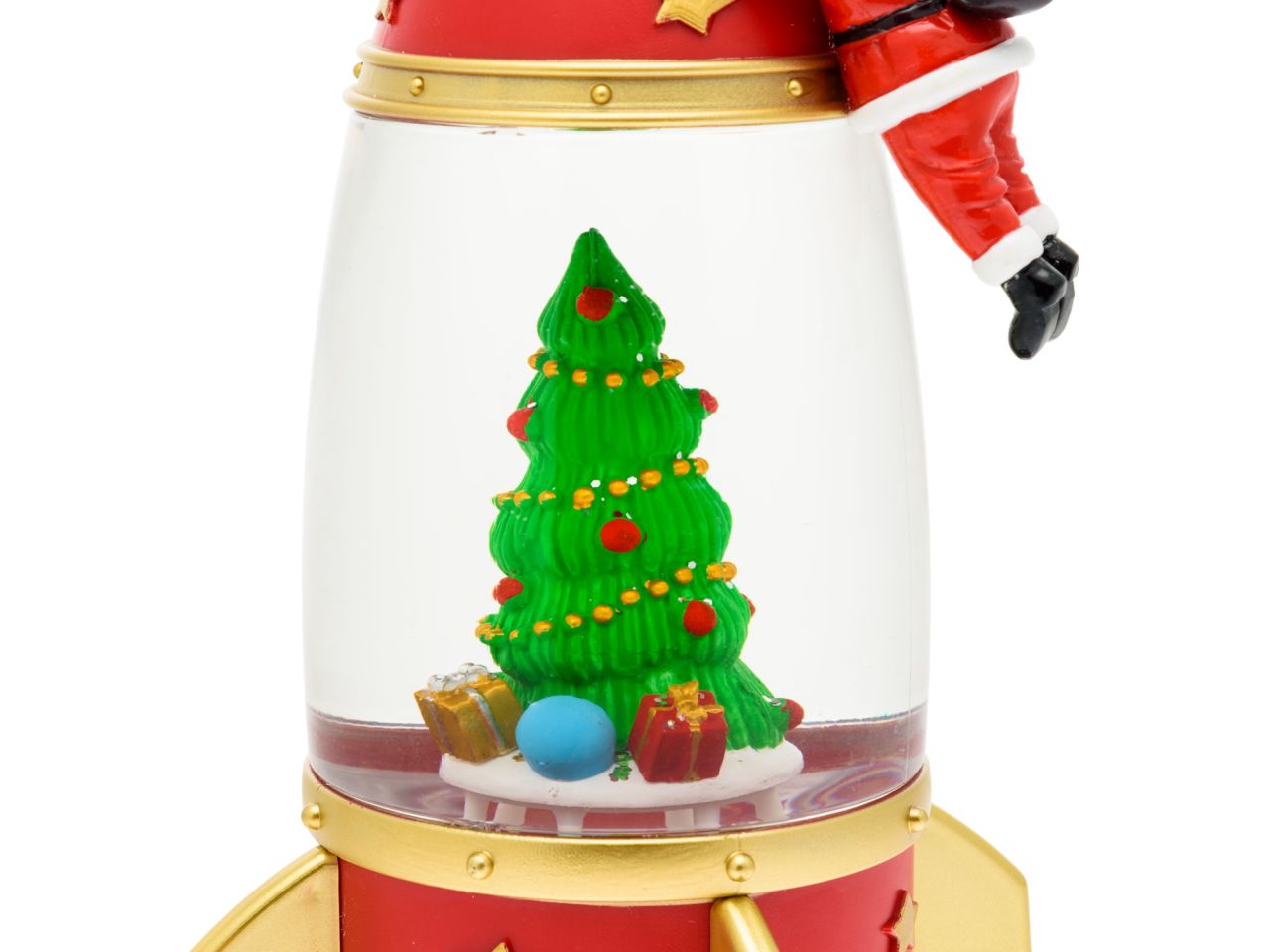Razzo rocket con babbo natale astronauta misura h.27,5cm con effetto luminoso scintillante per uso interno