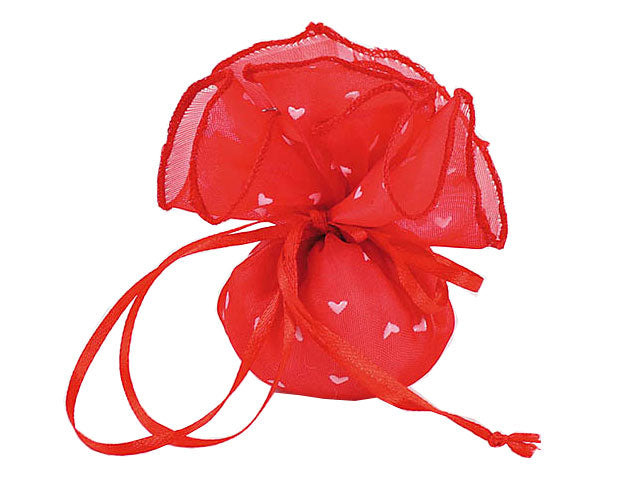 Sacchetto organza cuori rosso 24cm 4417