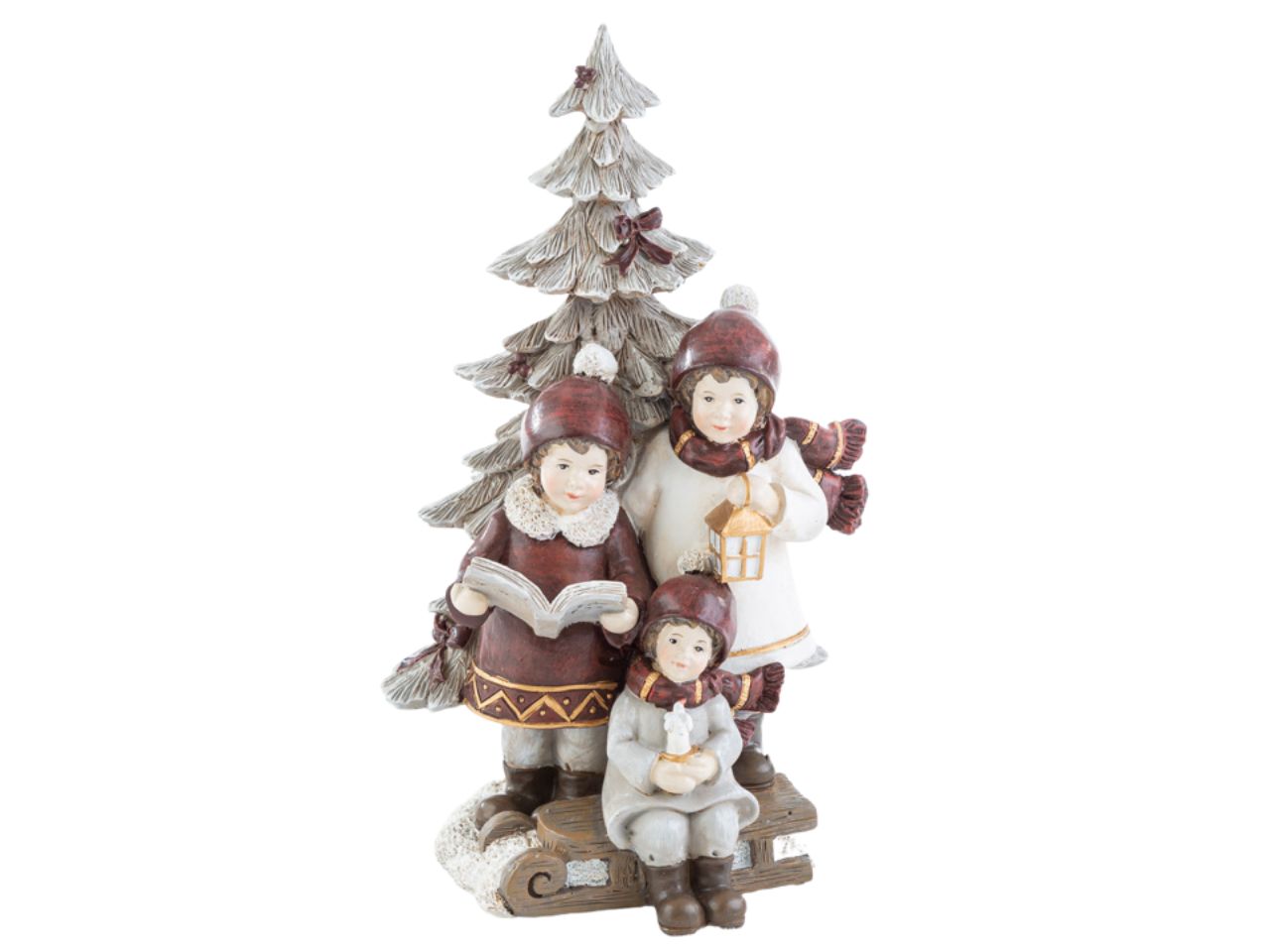 Albero di natale con bimbi natalizi in resina 11,5x11,5xh.21 cm