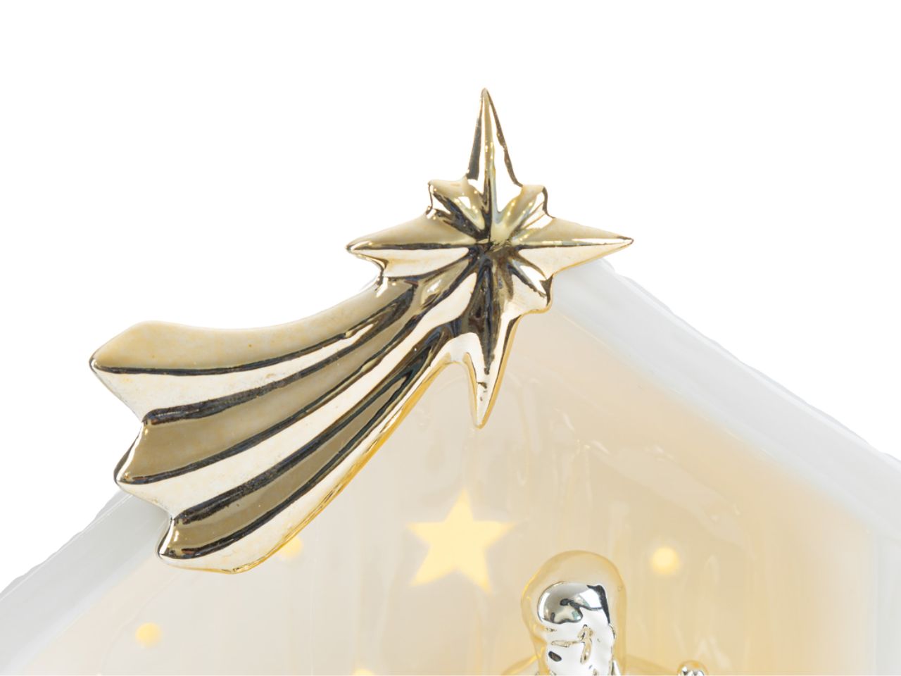 Sacra famiglia in porcellana con led 18,5x12xh.21,5cm