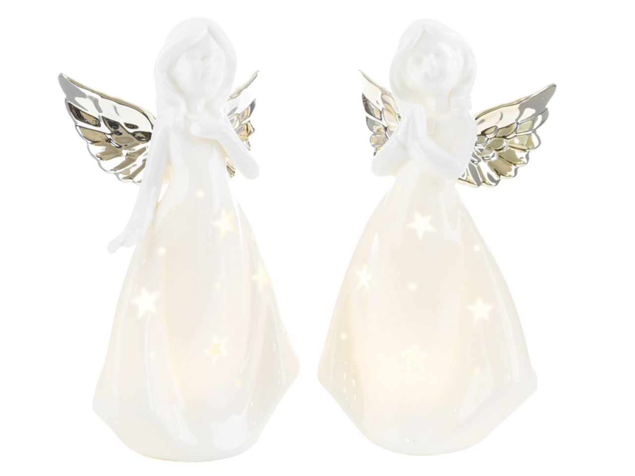 Angelo in porcellana con led 10x6,5xh.18cm