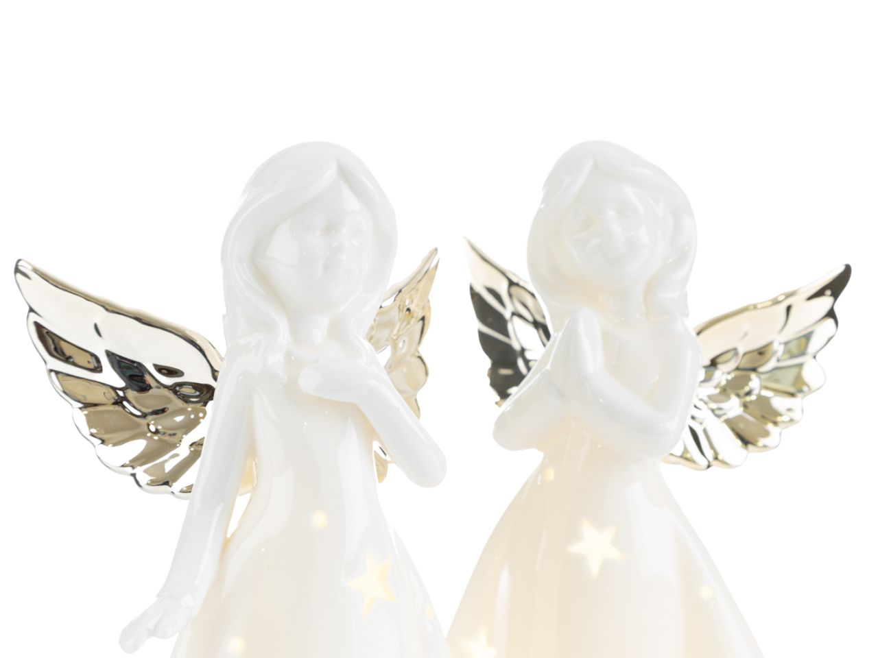 Angelo in porcellana con led 10x6,5xh.18cm
