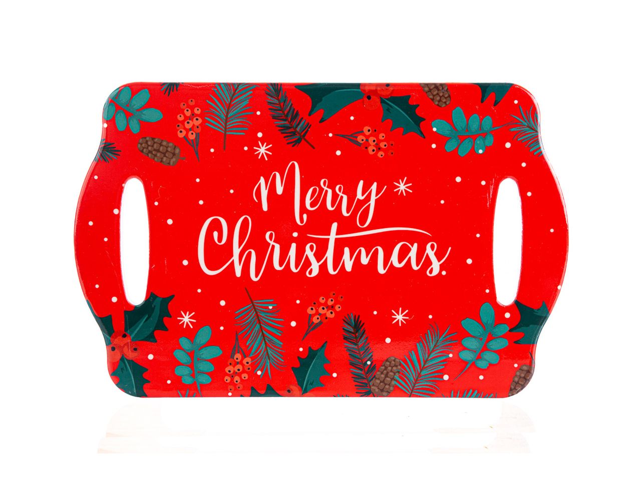 Vassoio poggia pentola ceramica merry christmas misura 28x18cm