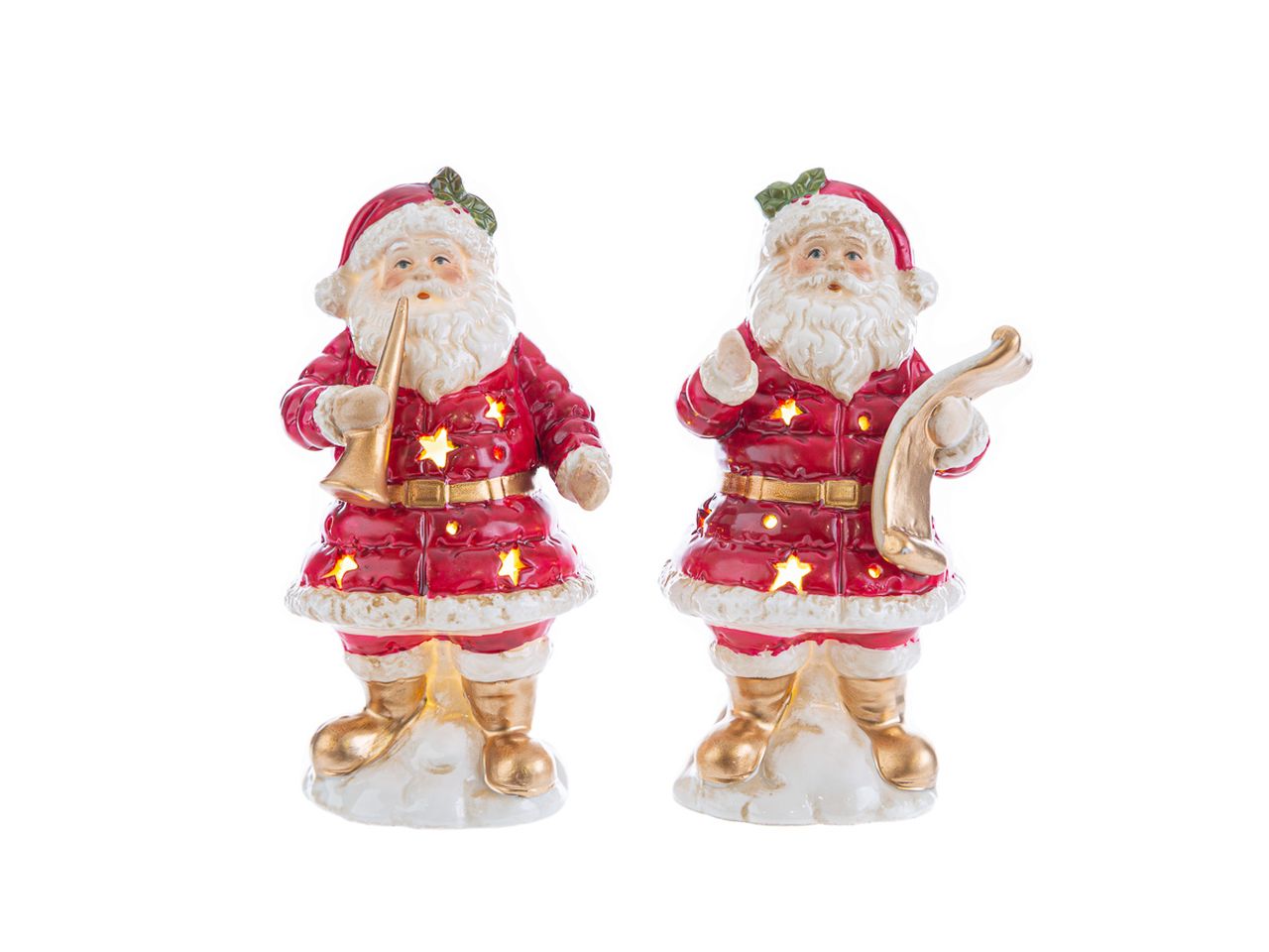 Babbo natale led in porcellana in 2 assortimenti misura 6,5x6,5xh.13cm