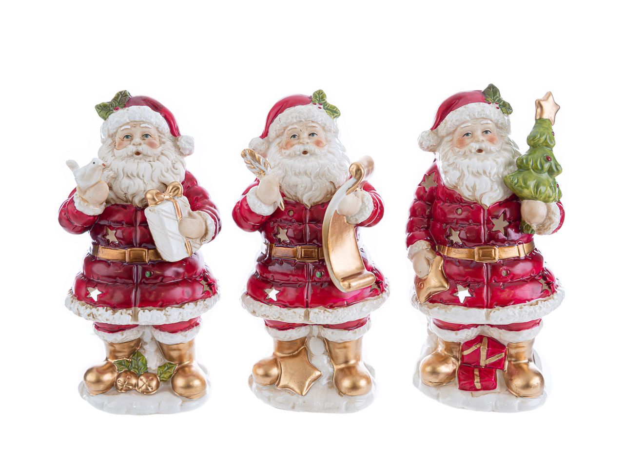 Porta candele babbo natale in porcellana in 3 assortimenti misura 9x8,5xh.18cm