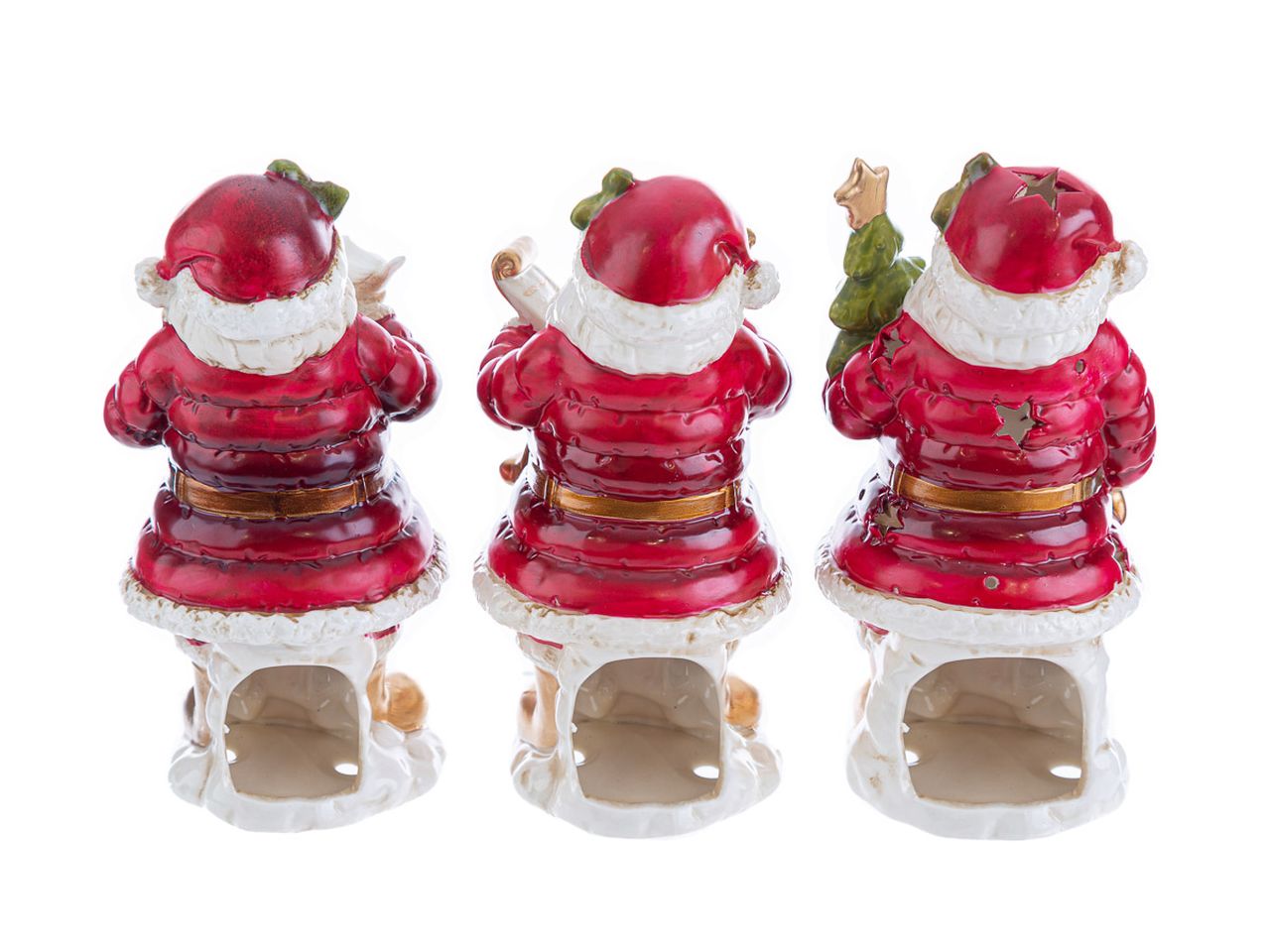 Porta candele babbo natale in porcellana in 3 assortimenti misura 9x8,5xh.18cm