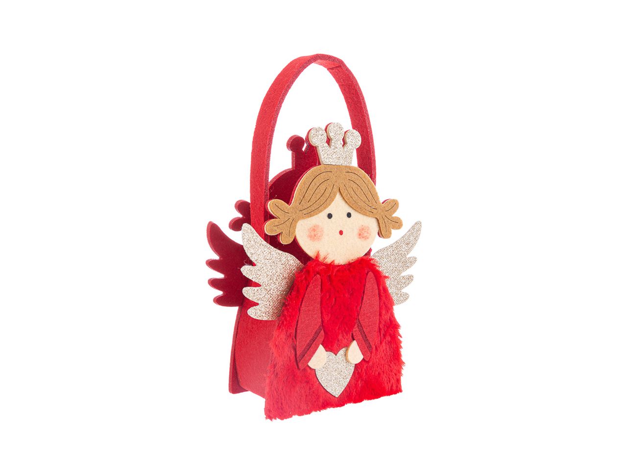 Borsetta angelo natalizio colore rosso misura 17,5x8xh.22,5cm