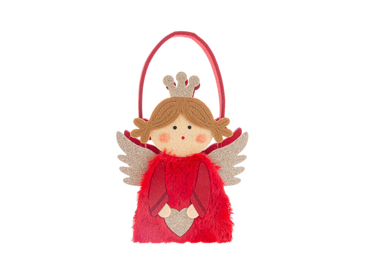 Borsetta angelo natalizio colore rosso misura 17,5x8xh.22,5cm