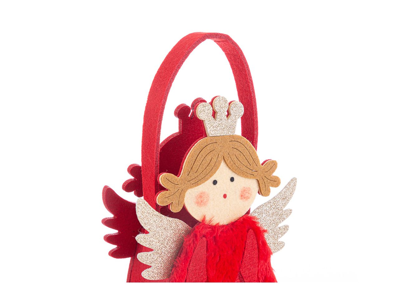 Borsetta angelo natalizio colore rosso misura 17,5x8xh.22,5cm