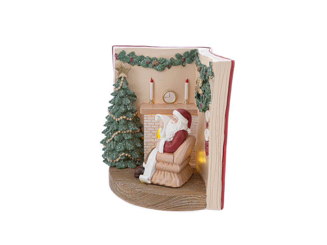 Libro babbo natale in resina con led misura 16,5x14xh.15cm
