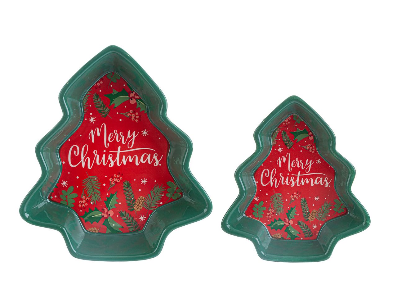 Vassoio albero in ceramica merry christmas misura 22x18,5xh.4,5cm con astuccio