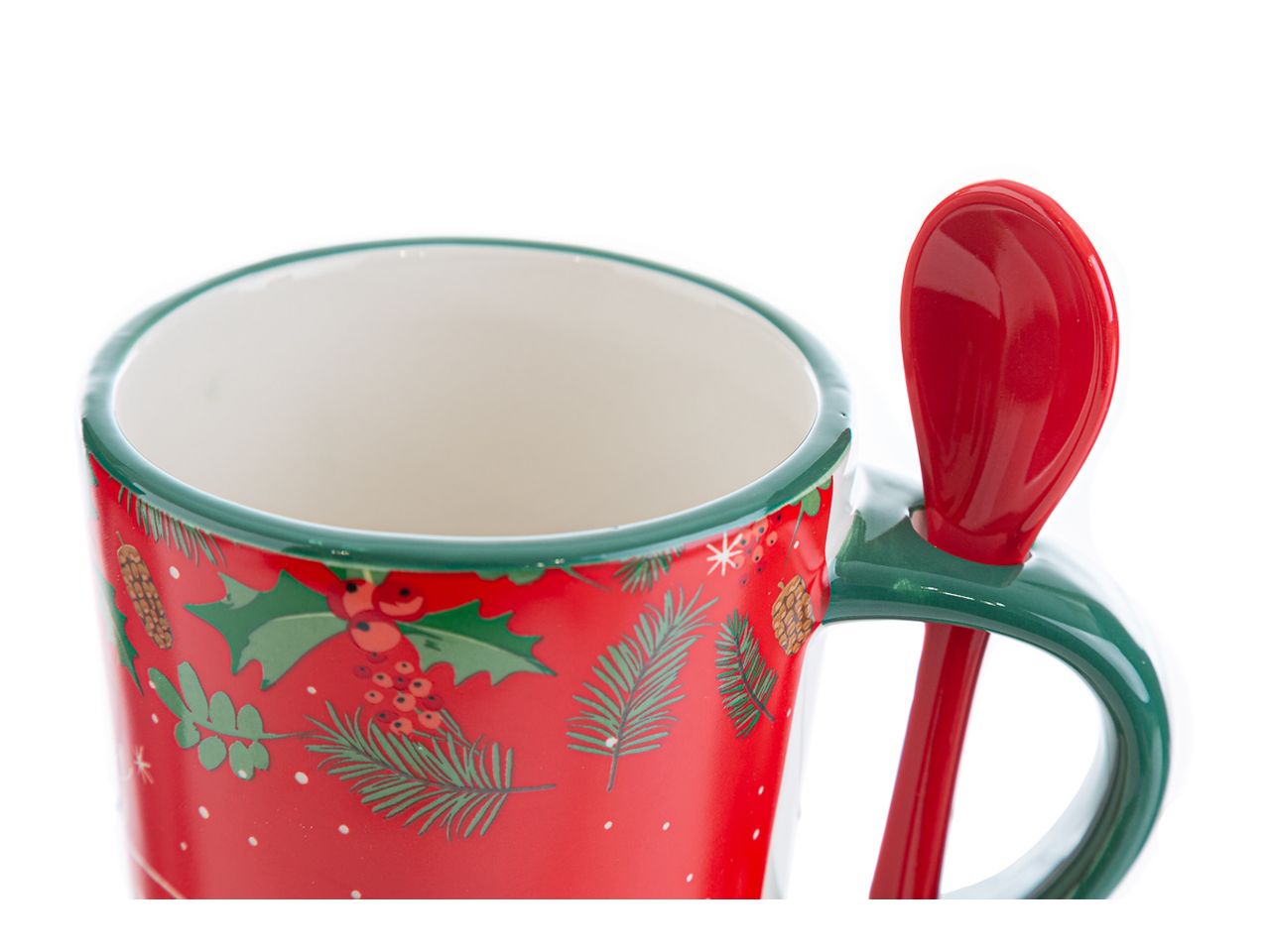 Tazza in ceramica con cucchiaio merry christmas misura 12x8,5xh.10cm con astuccio