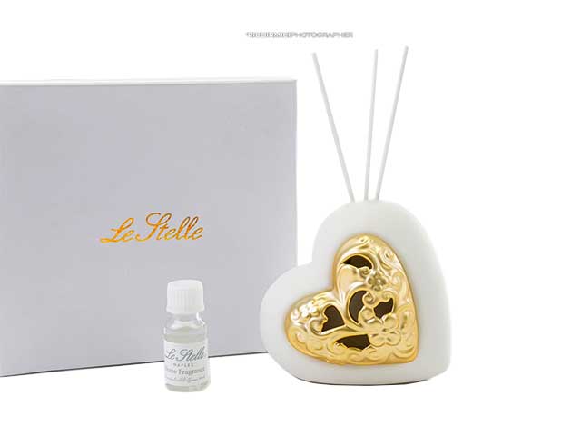 Profumatore cuore bianco/oro 10,5x5,5 53056
