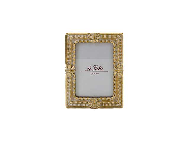 Porta foto resina panna/oro 13x18cm 53251