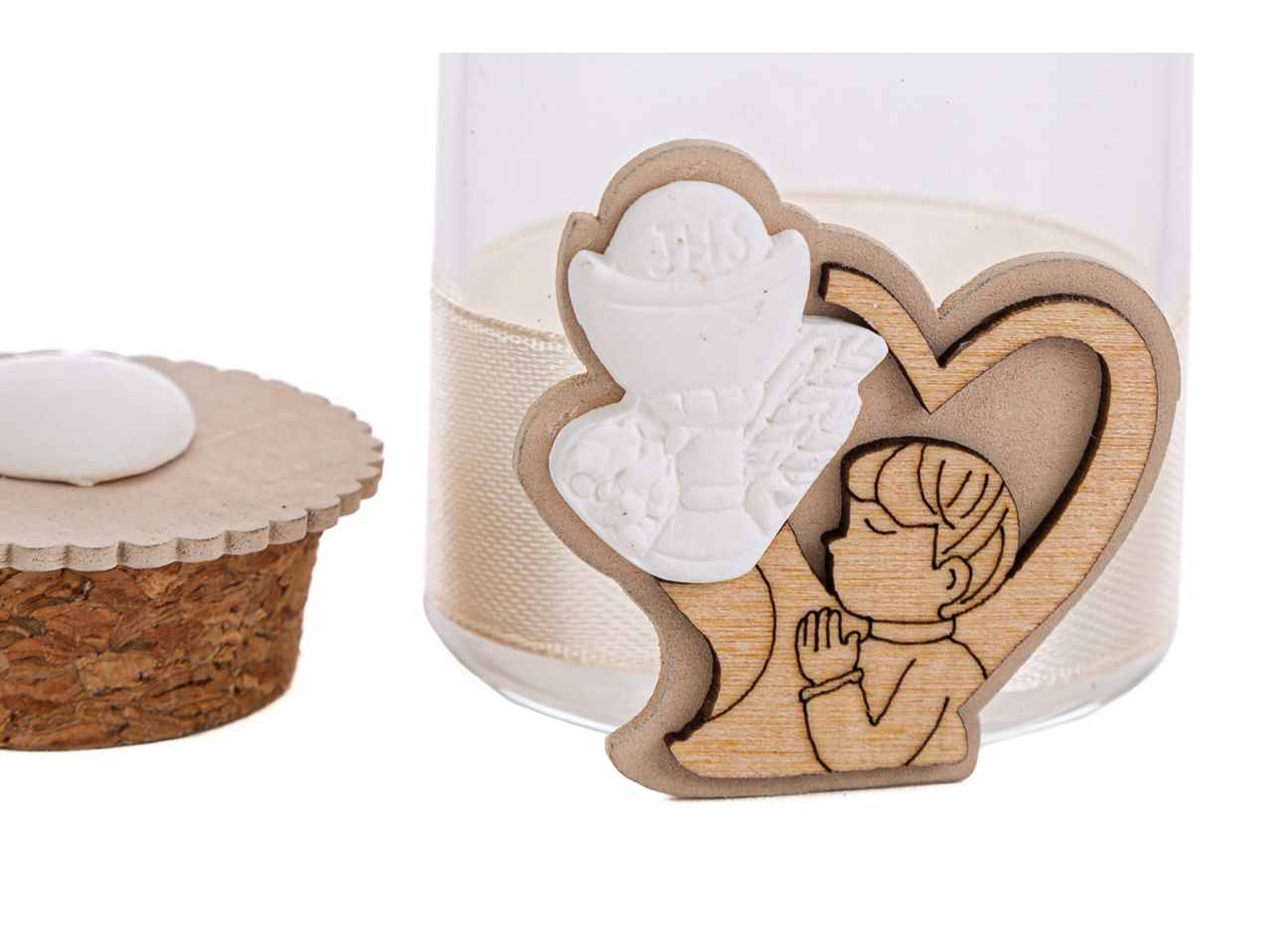 Barattolino in vetro per comunione boy 5x7,5 cm