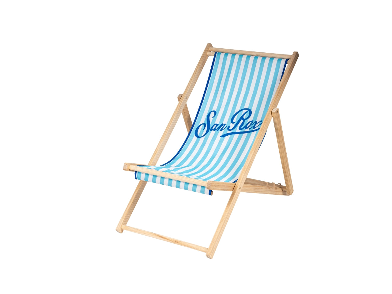 San rox sdraio in legno 58x89x90cm polyestere stripe azzurro