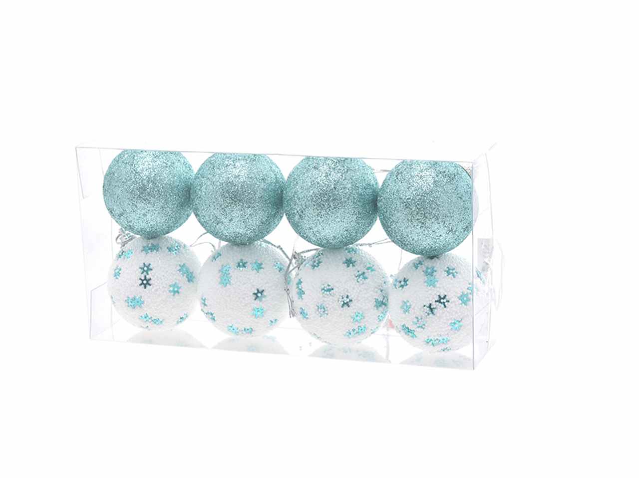 Palle 8 pezzi 6cm con fiocchi di neve tiffany