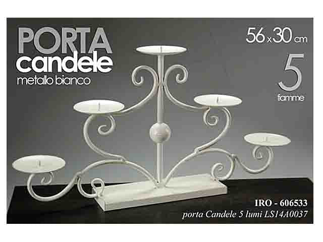 Portacandela met.bianco 56x30cm 606533
