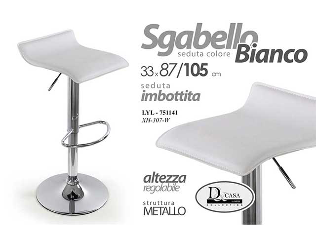 Linea lyl sgabello pvc 87/105 bianco 751141