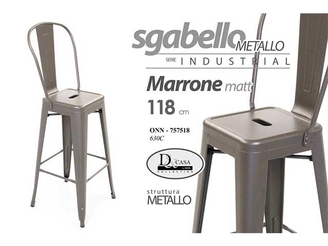 Sgabello con schienale h.118cm industriale 757518