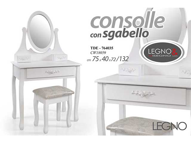 Consolle specchio+sgabello 75x40x132cm 764035