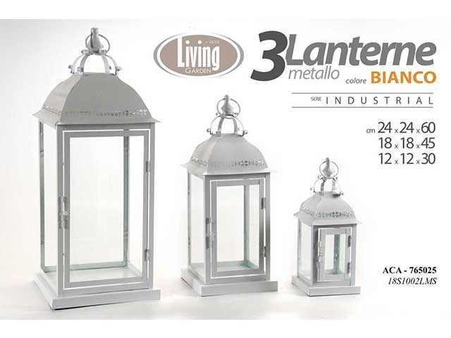 lanterna metallo 3pz bianca 765025