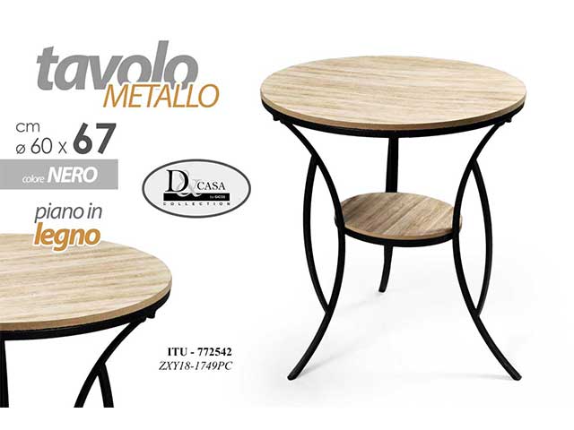 Tavolo metallo con piano in legno 60x67cm772542