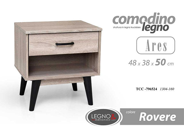 Linea ares rovere comodino 48x38x50 796524