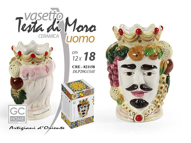 Vasetto testa di moro uomo 12x11x18 821158