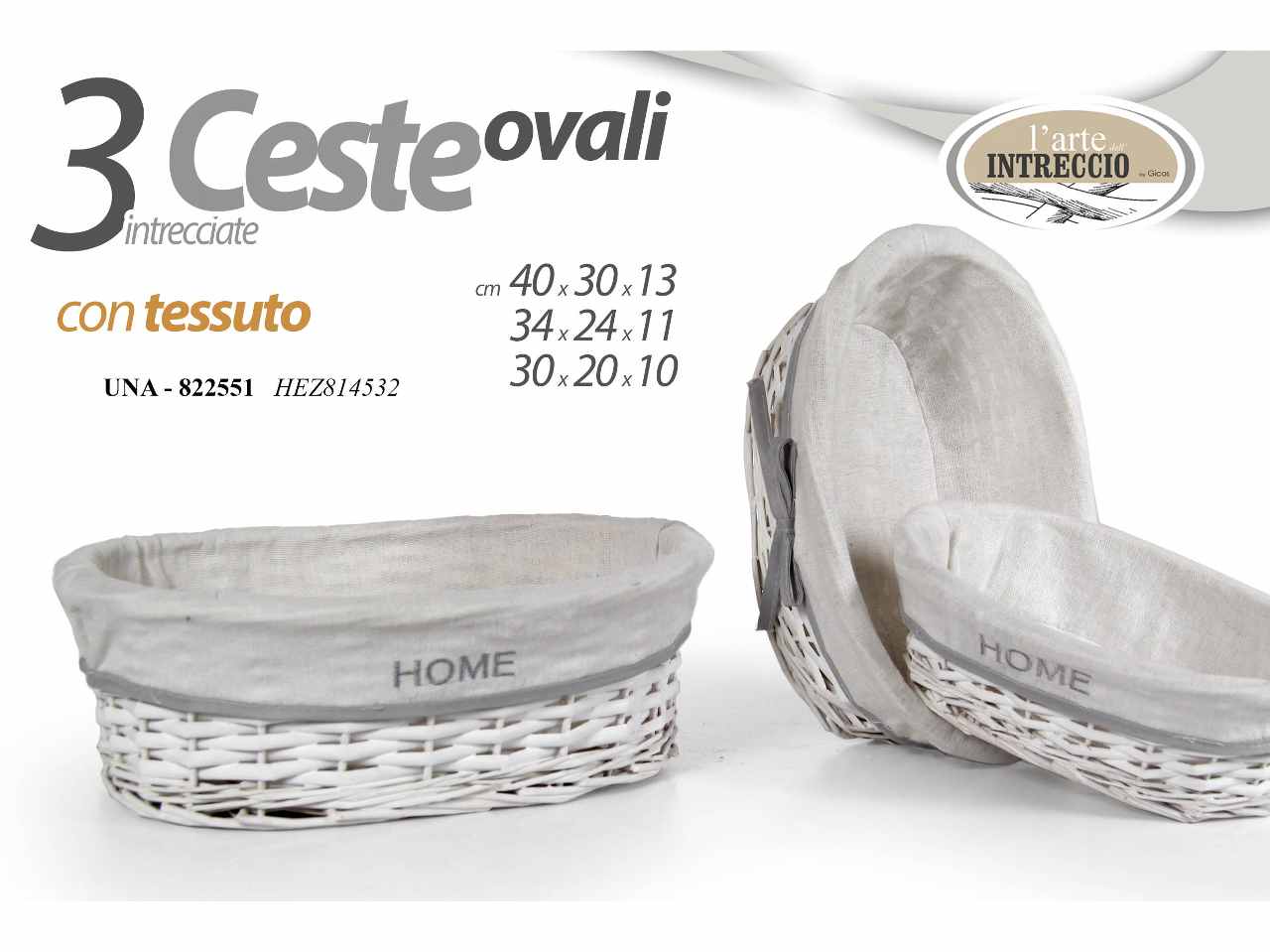 Cestino ovale 3pz home 822551