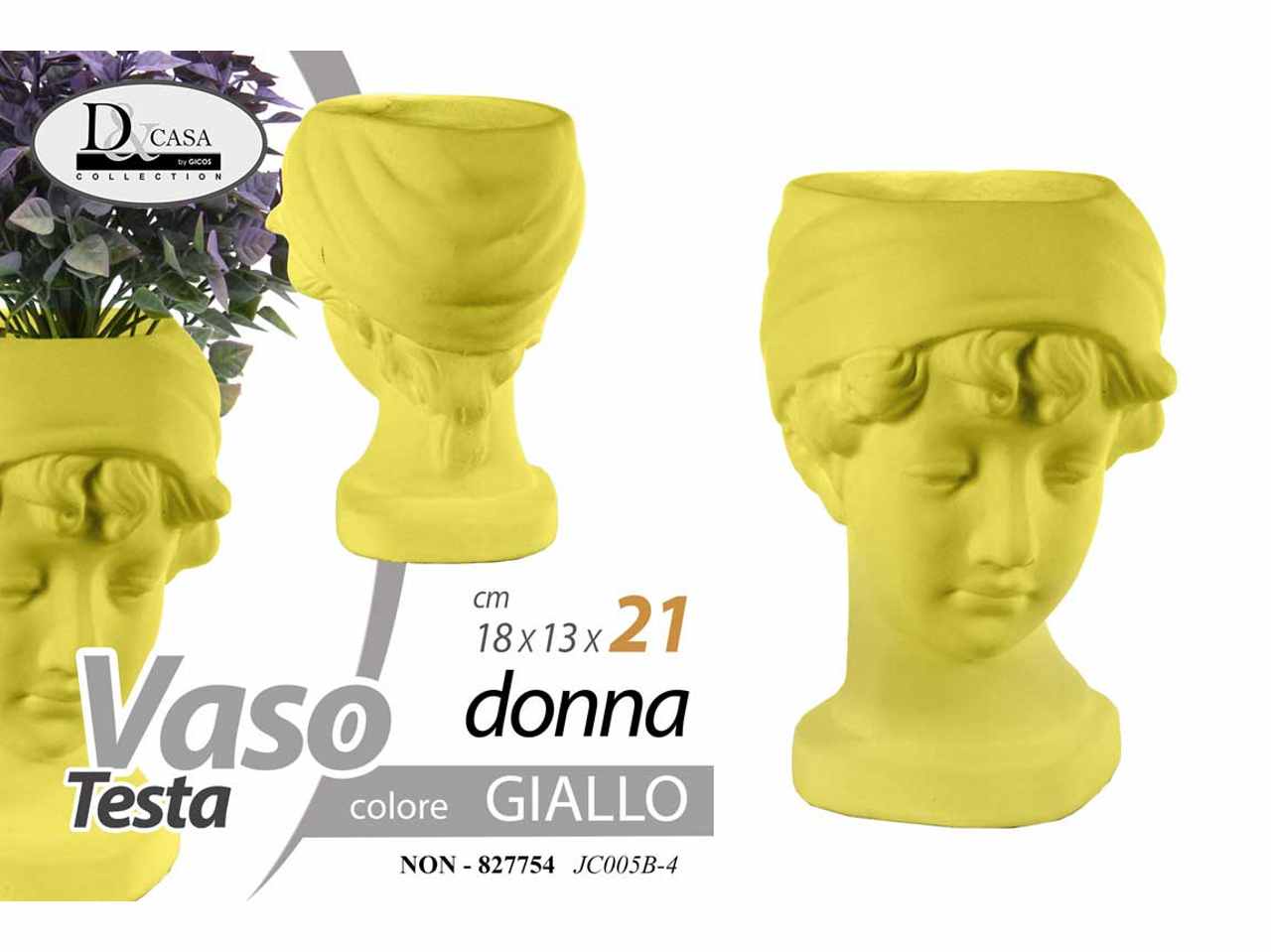 Vaso testa di donna giallo 18x13x21 827754