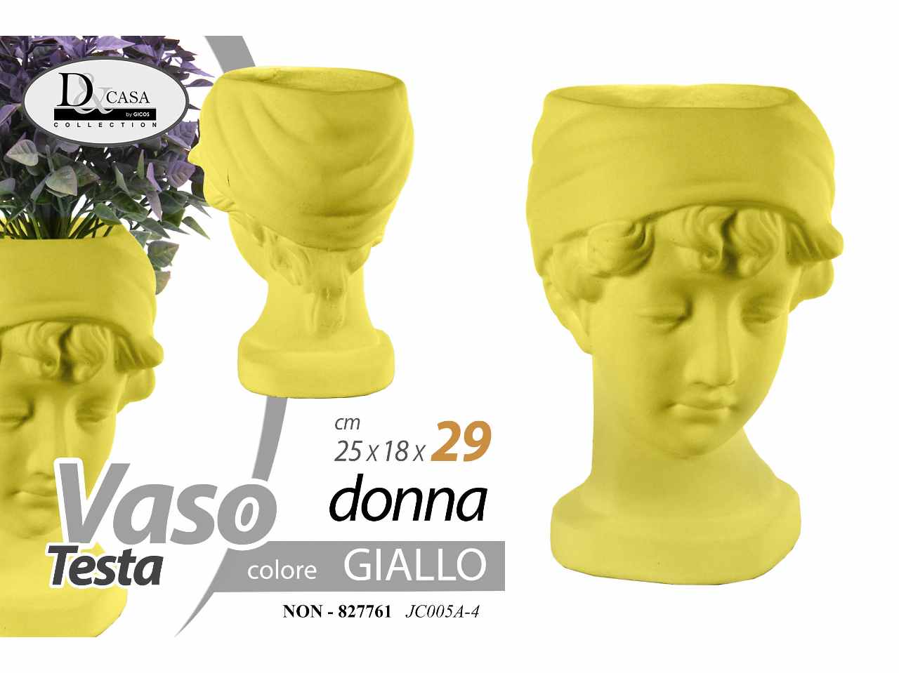 vaso testa di donna giallo 25x18x29 827761