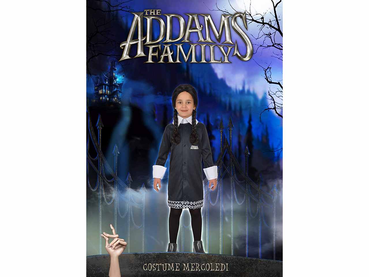 Costume di carnevale mercoledi' addams family misura 5-7 anni