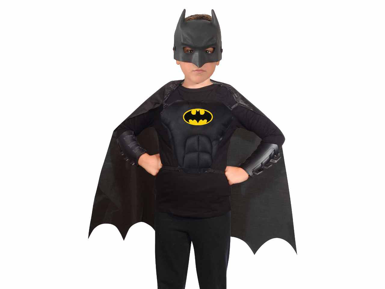 Costume batman set comprende maschera mantello corpetto e protezioni